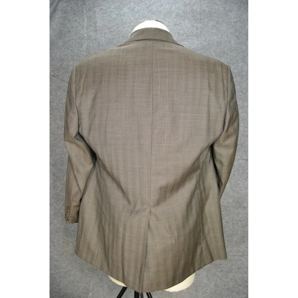 VTG Polo Ralph Lauren Blazer Men 46 Brown Plaid Strip Wool Sport Coat Jacket USA